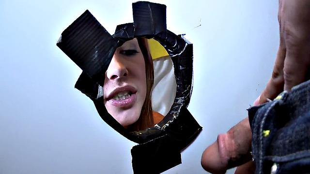 Fooled Asian dude gets gloryhole gay oral