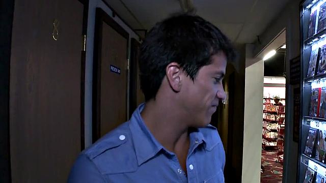 Fooled Asian dude gets gloryhole gay oral