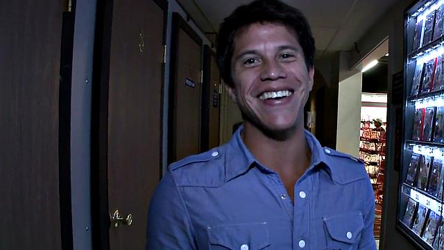 Fooled Asian dude gets gloryhole gay oral