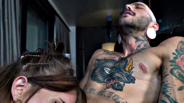 MTF guy rims the asshole of busty TS MILF with big boobs