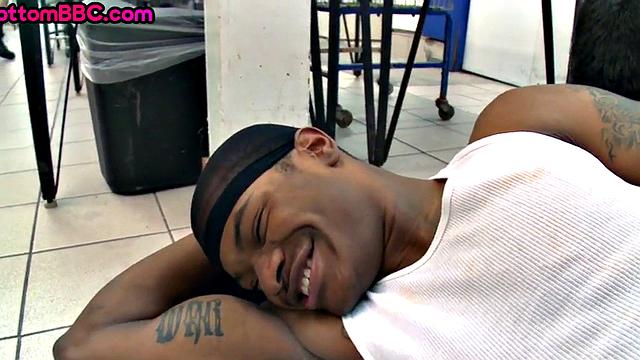 Real Black thug public fucked in laundry by white top