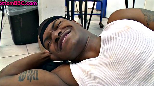 Real Black thug public fucked in laundry by white top
