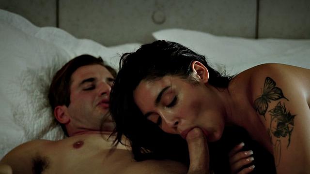 Pretty babe with boyfriend