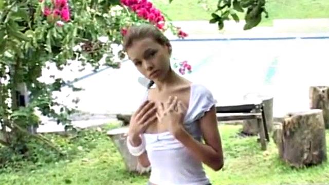 Cute teen masturbating outside