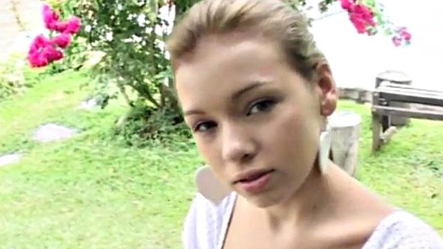 Cute teen masturbating outside