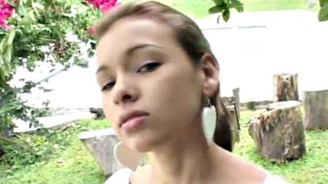 Cute teen masturbating outside