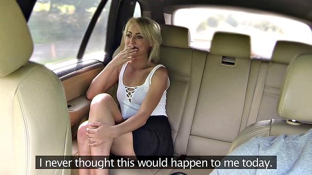 Short Skirt Minx Rides in Taxi