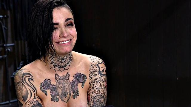 BDSM inked and pierced babe gets nipples and pussy clamps