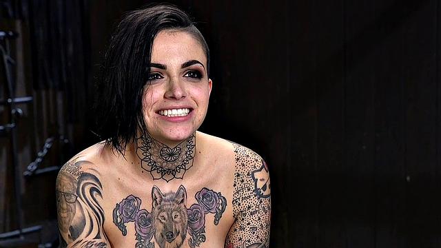 BDSM inked and pierced babe gets nipples and pussy clamps