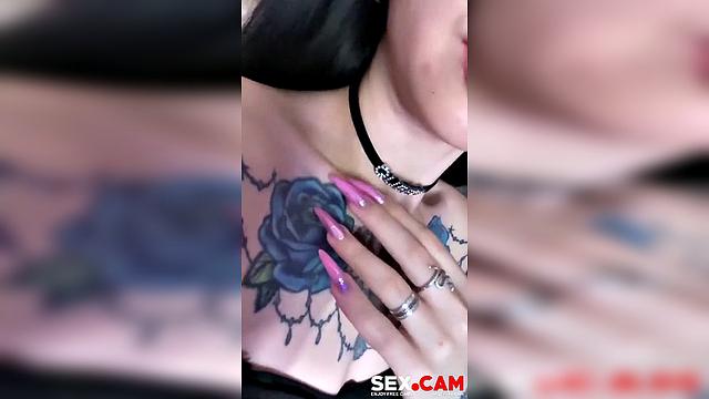 tattoo babe teases soft