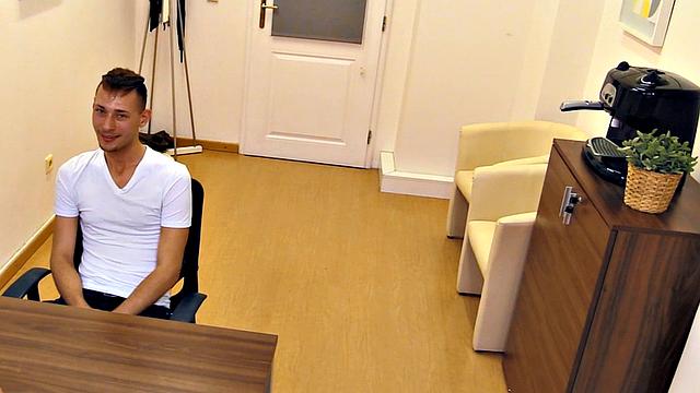 Real straight stud gives blowjob and handjob to gay dude in POV