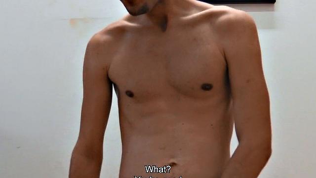 Real straight stud gives blowjob and handjob to gay dude in POV