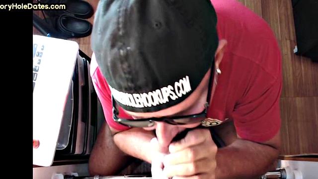 Gloryhole amateur mature gay sucks Black at home