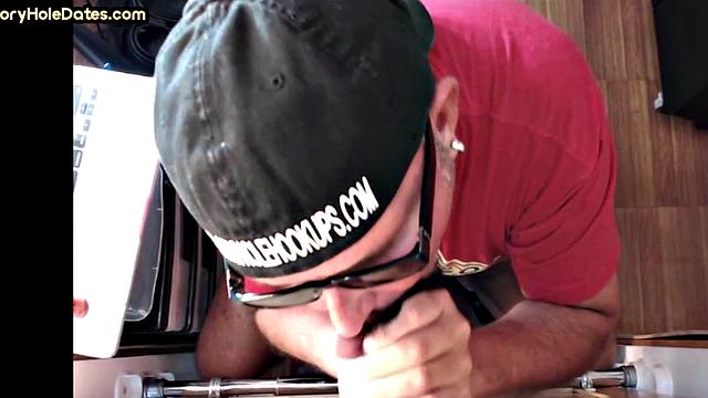 Gloryhole amateur mature gay sucks Black at home