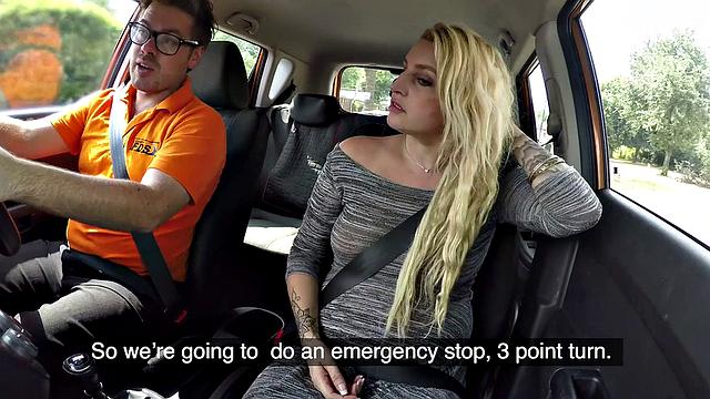 Cheating blonde slurps up a cumshot