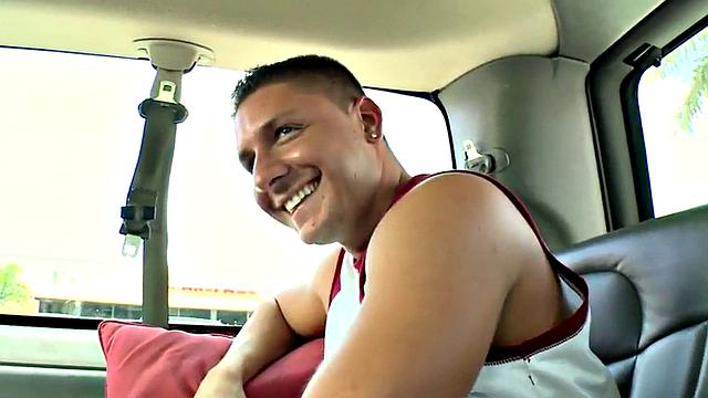 Tricked stud gets fucked by athletic hunk in pickup van