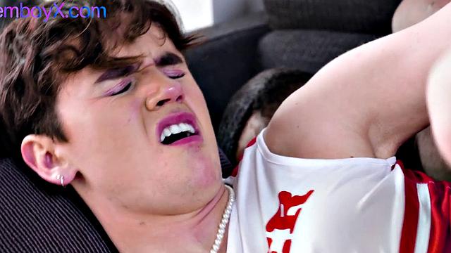 IR loving femboy spoils BBC with cheerleader uniform