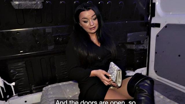 Blindfolded babe picked up and fucked in van by priest