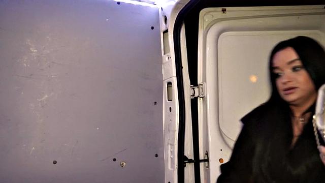 Blindfolded babe picked up and fucked in van by priest