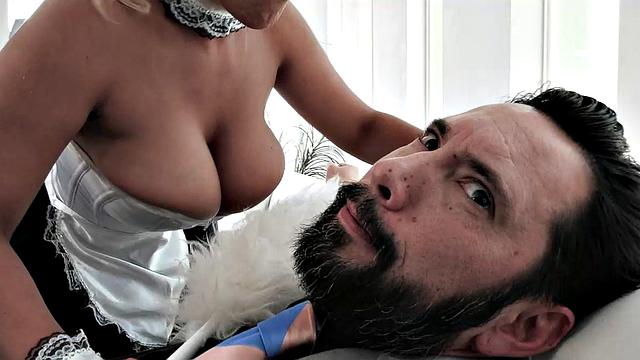 Big Tits Blonde Maid Bridgette B Cleans Boss's Cock After He Complains About Her Work