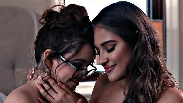 CUTE TEENS LEANA LOVINGS & GIZELLE BLANCO SKIP PROM FOR PASSIONATE LESBIAN SEX!