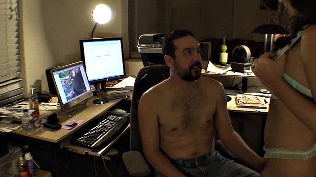 Brunette Holly West blowjob hard