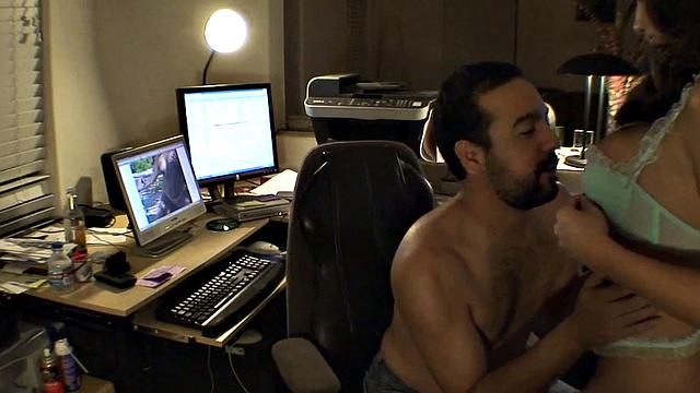 Brunette Holly West blowjob hard