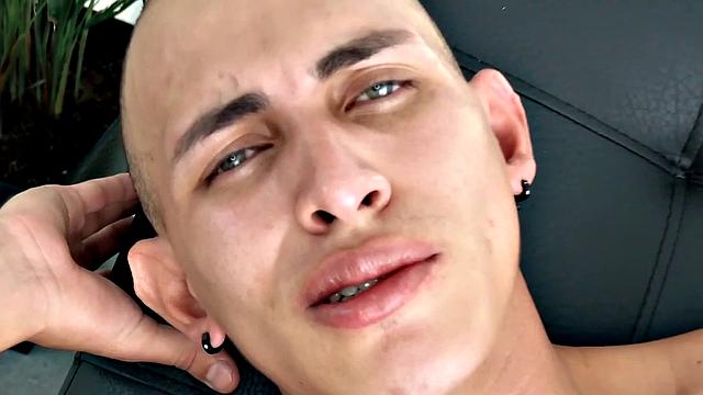 Slim and smooth Tenoch quickly strips naked and works up a stiff one. Standing, he starts beating off, while fingering for added stimulation.