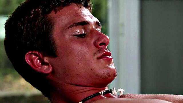 A young hunk tease his shaft before jerking off and taking a hot load