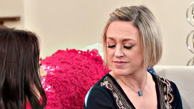 Massaging MILF with big tits licking her inked BFF