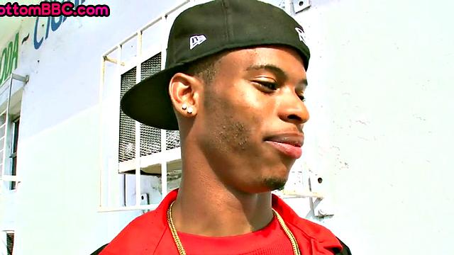 Black tattooed thug public nailed by white top outdoor