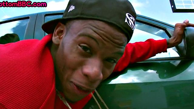 Black tattooed thug public nailed by white top outdoor