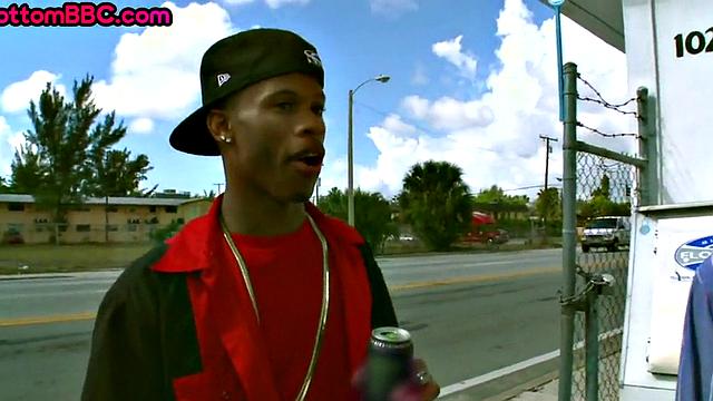 Black tattooed thug public nailed by white top outdoor