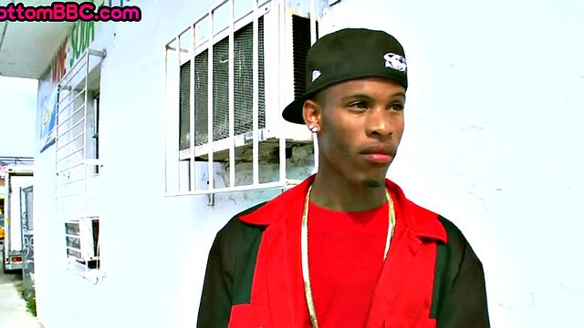 Black tattooed thug public nailed by white top outdoor