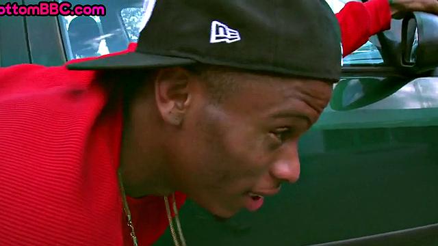 Black tattooed thug public nailed by white top outdoor