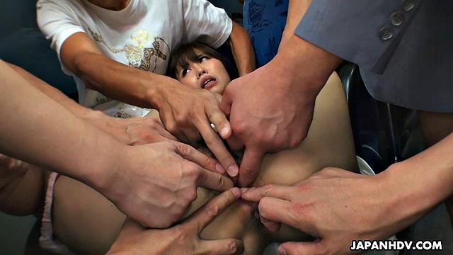 Eri Makino takes a bus nap and wakes to an orgy starring her