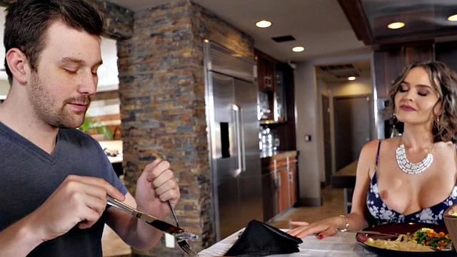 Naughty little guy licks and fucks bigtit cougar's wet pussy in high heels