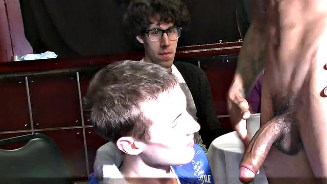 Stripper gets cocksucked by party guys