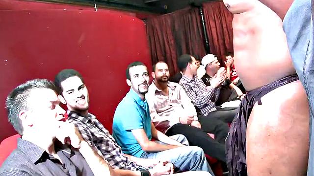 Stripper gets cocksucked by party guys