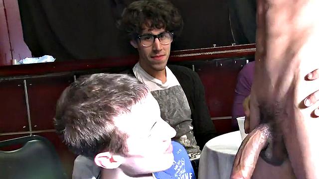 Stripper gets cocksucked by party guys