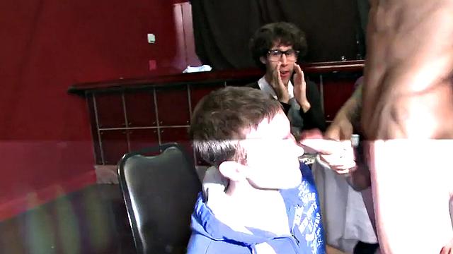 Stripper gets cocksucked by party guys