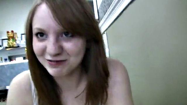 A naughty teen slut give a public car blowjob in the bathroom