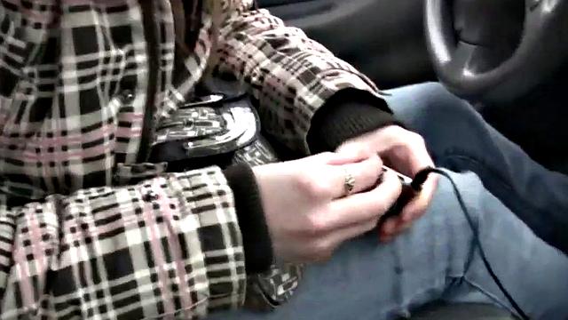 A naughty teen slut give a public car blowjob in the bathroom