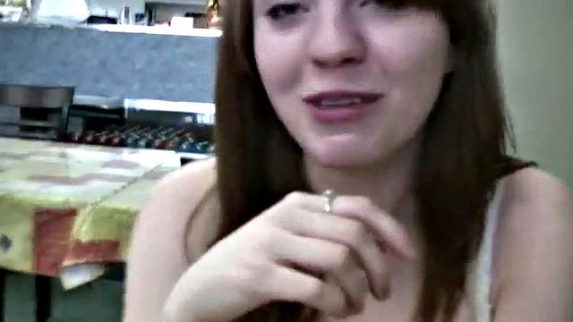 A naughty teen slut give a public car blowjob in the bathroom