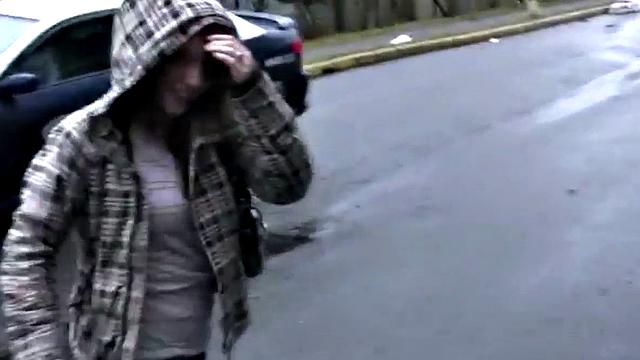 A naughty teen slut give a public car blowjob in the bathroom