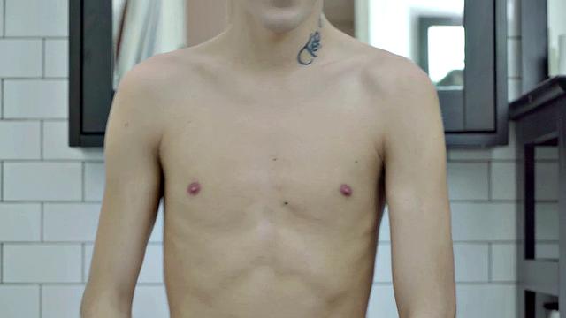 Kinky skinny teen gets a hot shower before jerking off to a cumshot