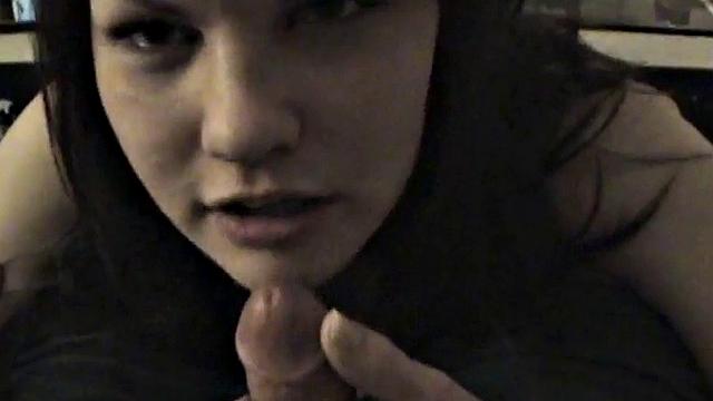 Sexy POV babe blows hard cock in close-up