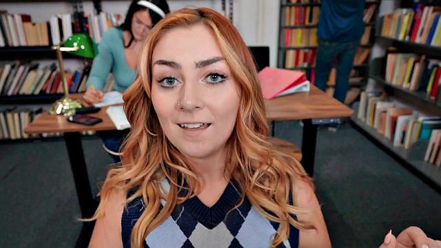 College booty girl shows her big tits in the meeting room
