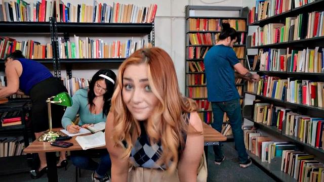 College booty girl shows her big tits in the meeting room