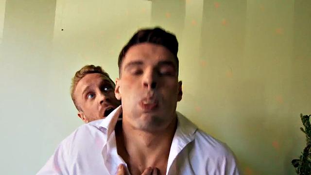 Bisex slut gets fucked by 2 handsome men